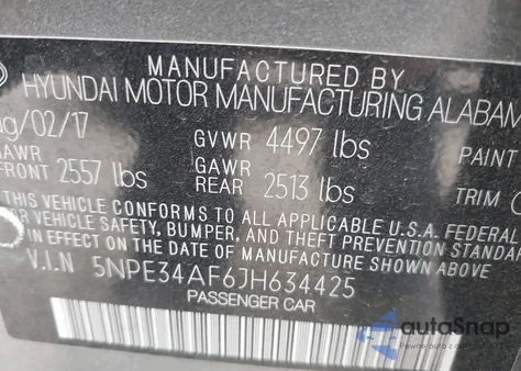 2018 Hyundai Sonata Sel from USA, damaged, VIN 5NPE34AF6JH634425